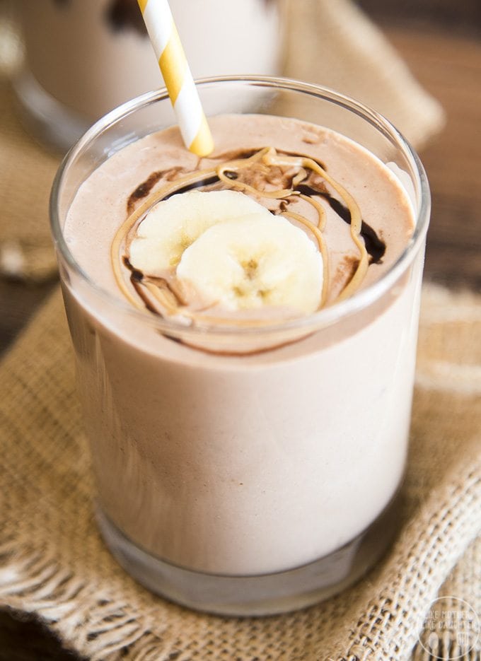 Chocolate-peanut butter smoothie.