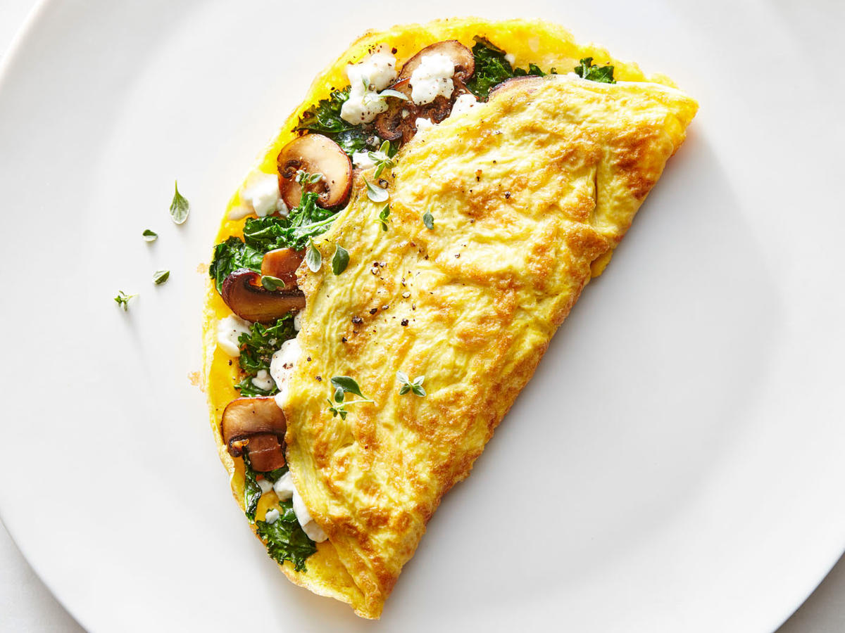 Veggie Omelette with goat cheese.